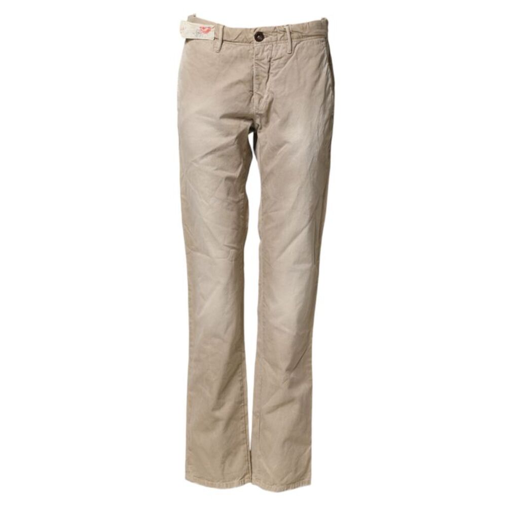 Incotex Beige Mid Waist Straight Women Casual Chino Trouser Women's Pants